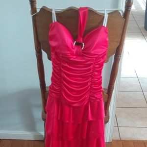 Pink semi-formal halter style dress